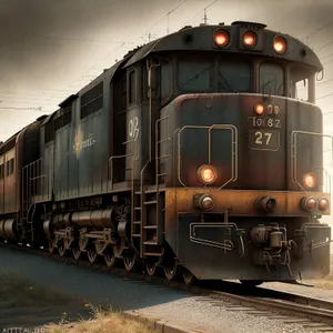 Vintage Electric Locomotive on Railway Tracks