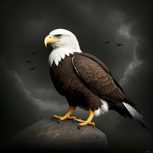 Majestic Bald Eagle Soaring with Piercing Yellow Eyes.