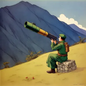Sky-high Male with Bazooka: Action-packed Mountain Warfare