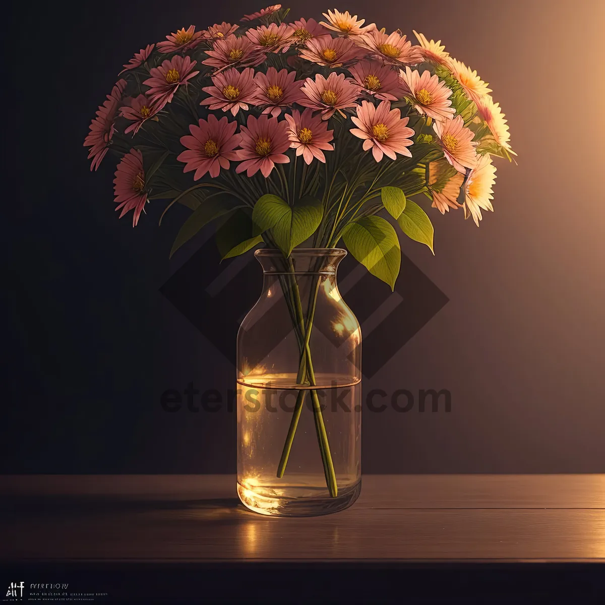 Picture of Blossoming Glass Vase with Pink Flowers