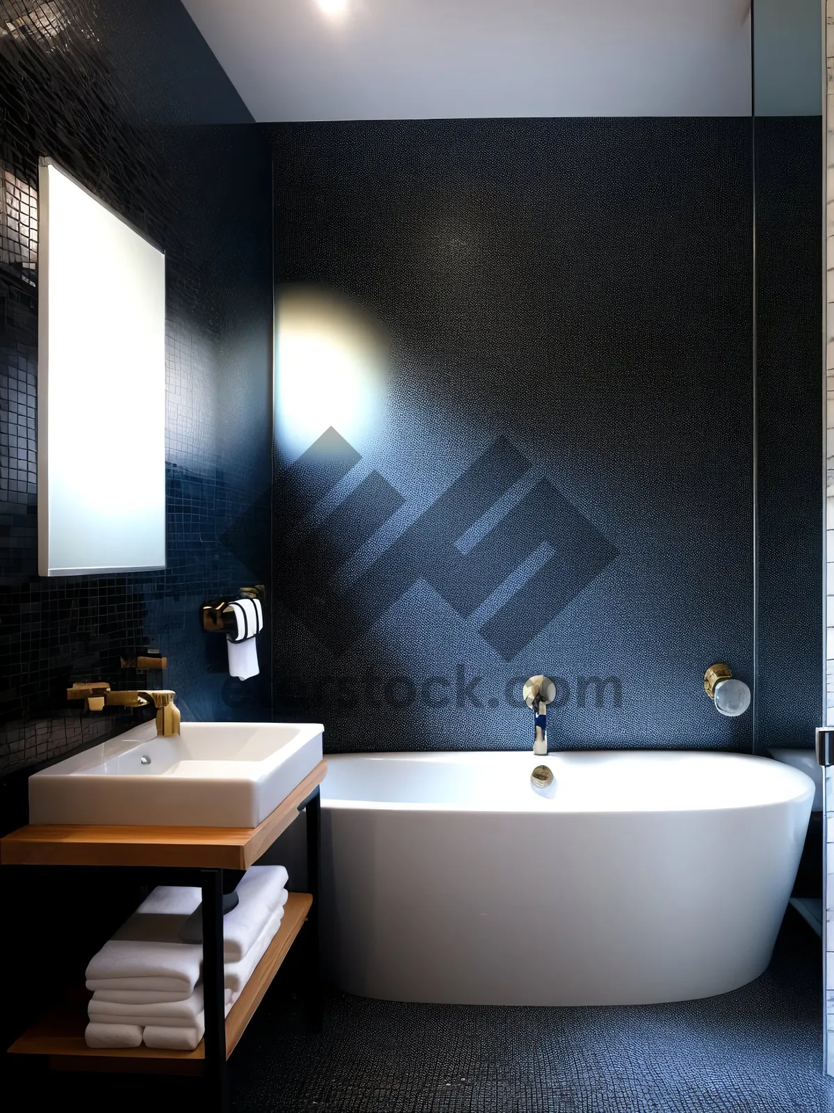 Picture of Luxurious Modern Bathroom with Glass Vessel Sink