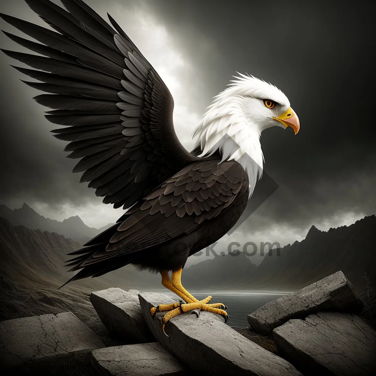 Picture of Regal Hunter: Majestic Bald Eagle in Flight