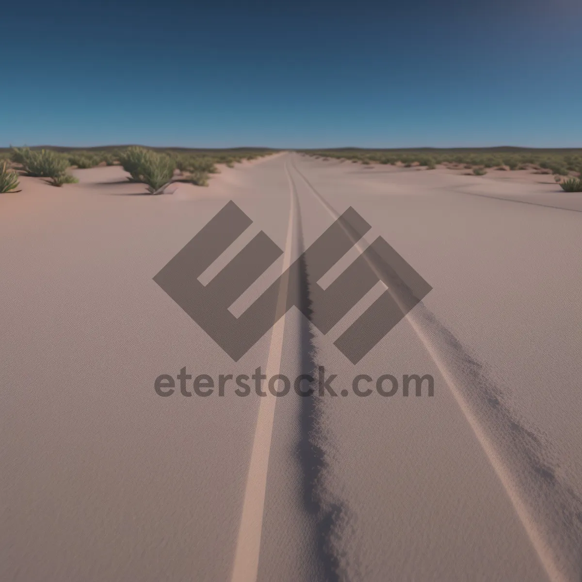 Picture of Desert Drive: Tranquil highway through sandy dunes