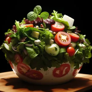 Fresh Vegetarian Salad with Diced Tomatoes and Cucumbers