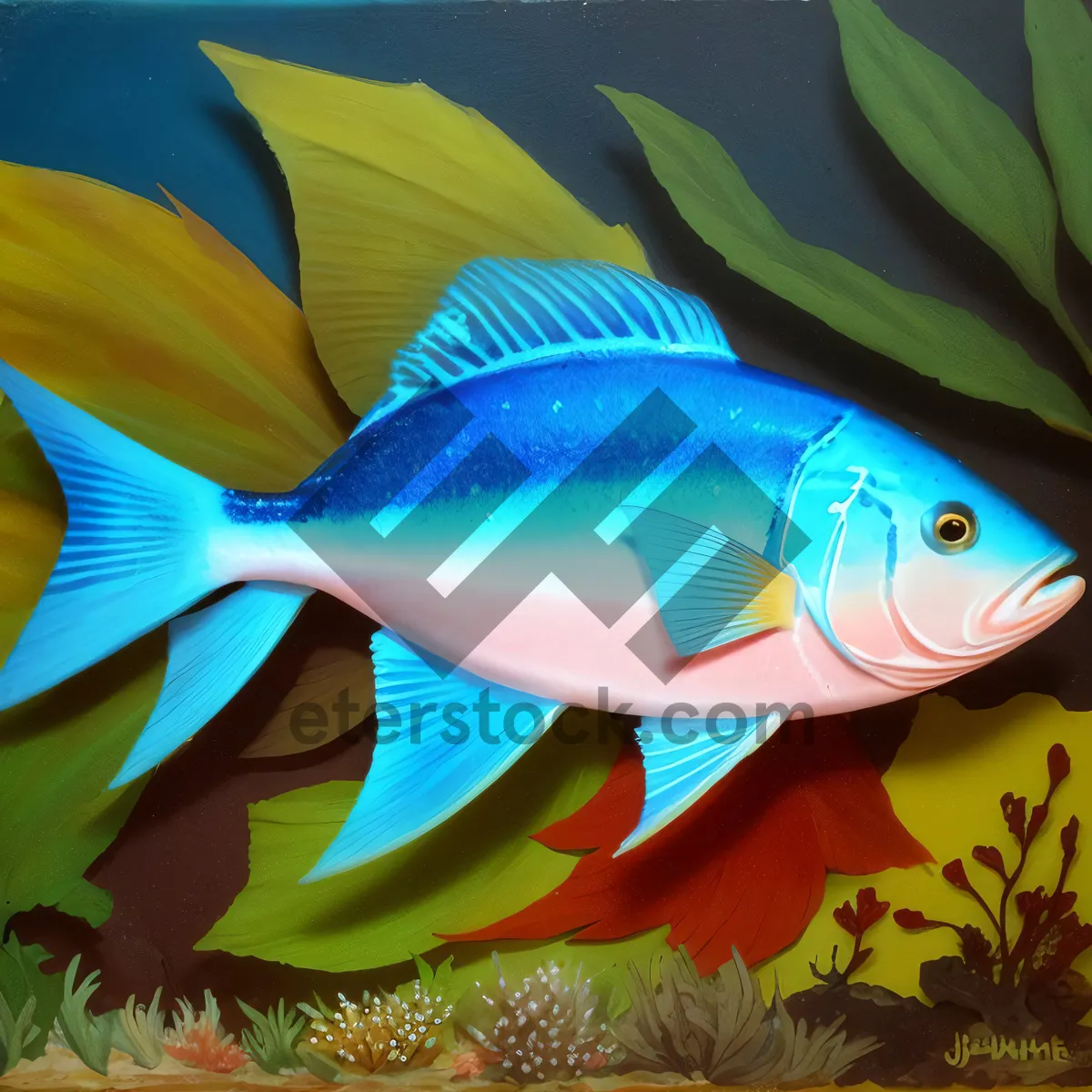 Picture of Colorful Fish Bowl With Pinwheel Decoration