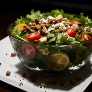 Delicious Vegetable Salad with Tomato and Lettuce