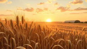 Golden Wheat Field Under Blue Summer Sky