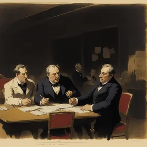 Corporate team working together in office meeting.