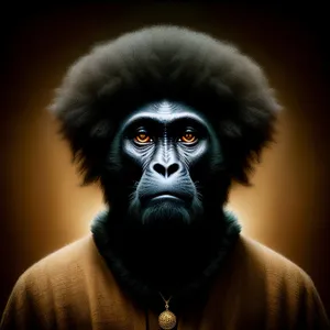 Primate Gorilla: Black Ape Portrait
