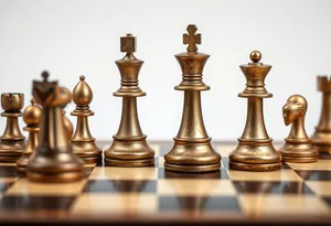 Black Chessman Pieces on Wooden Board in Strategic Game