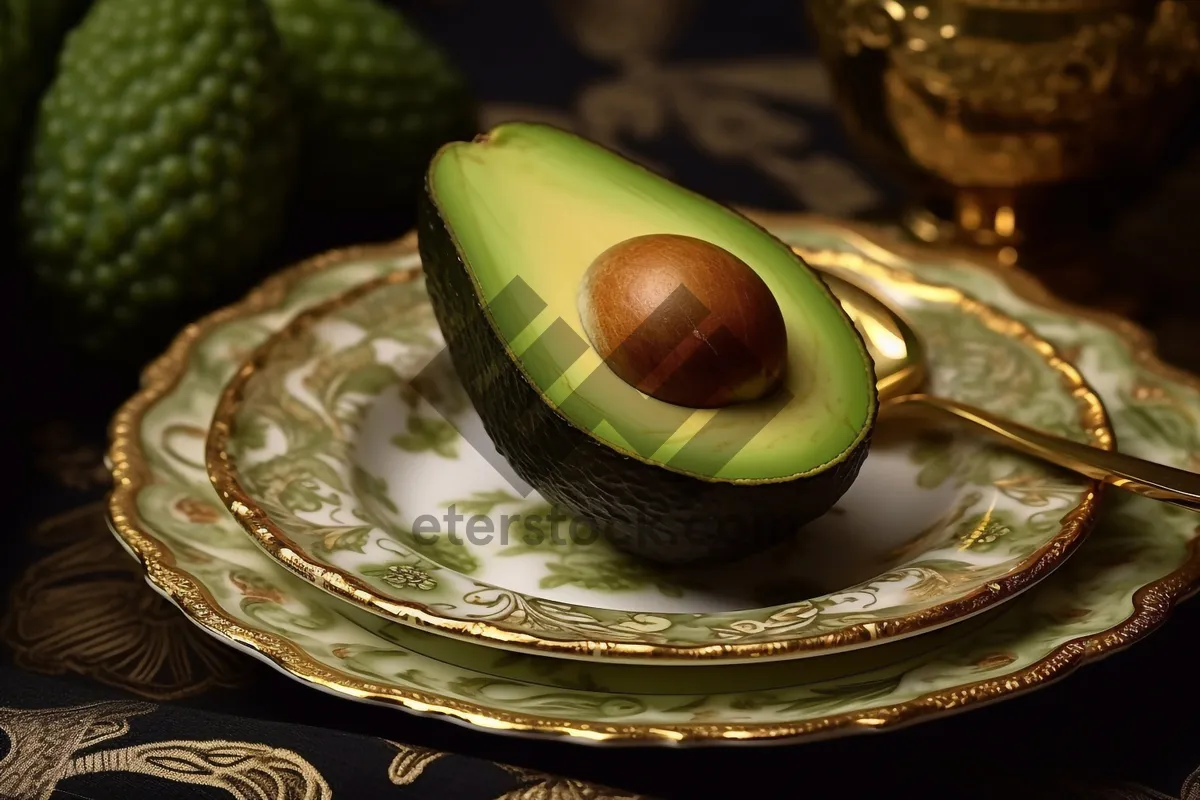 Picture of Avocado half - Fresh and delicious healthy fruit snack