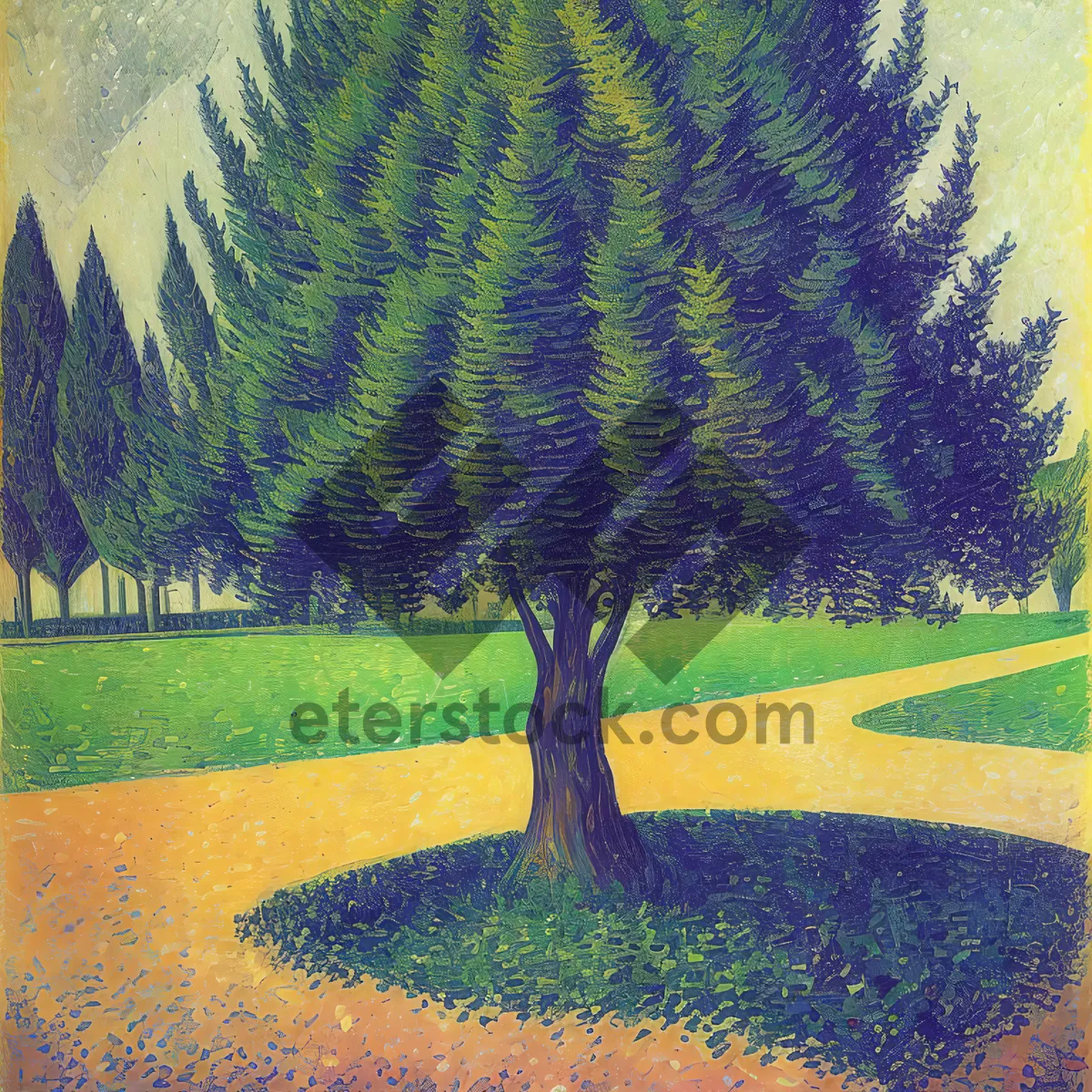 Picture of Jigsaw Puzzle on Chalk-Drawn Field Landscape