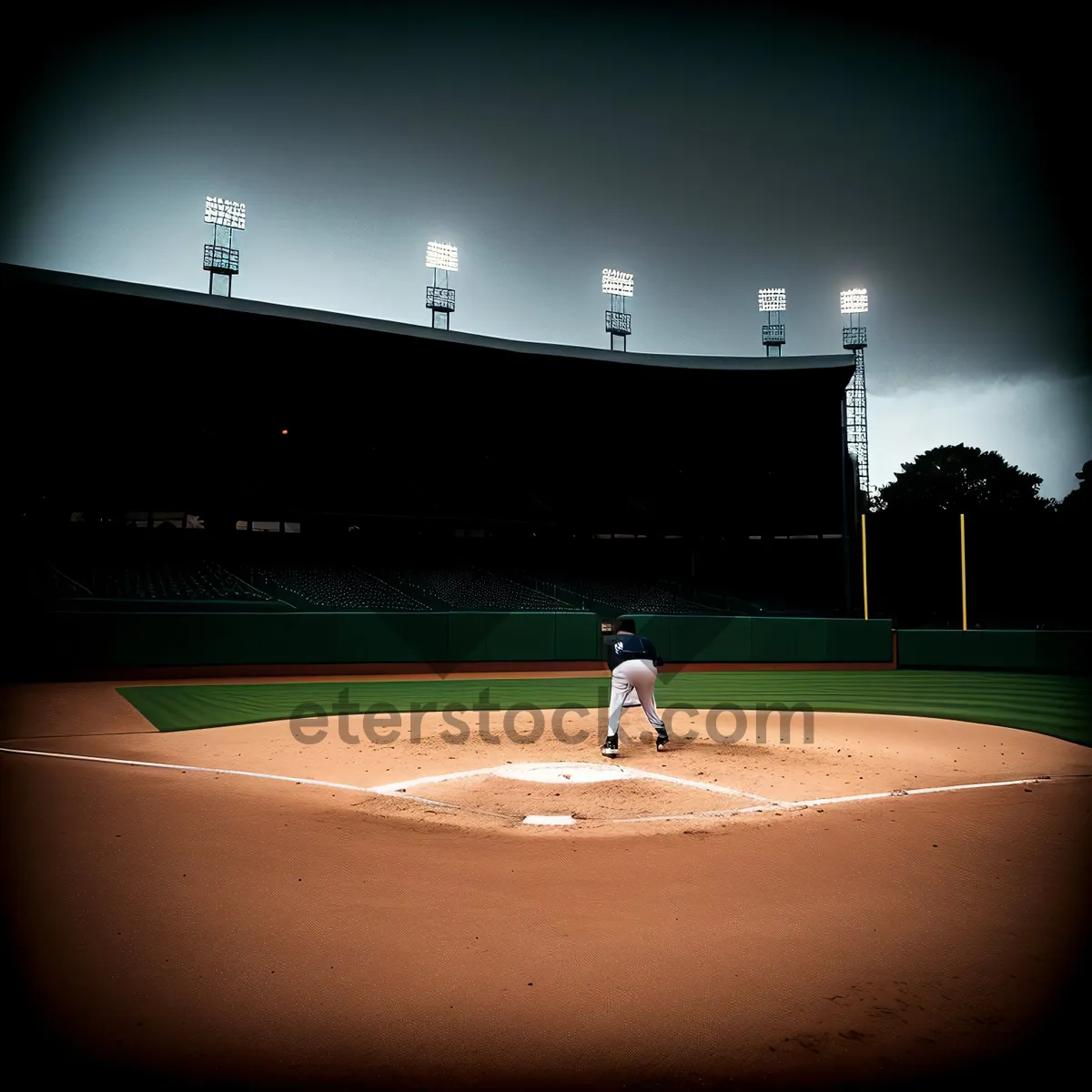 Picture of Nighttime Baseball under the Starry Sky