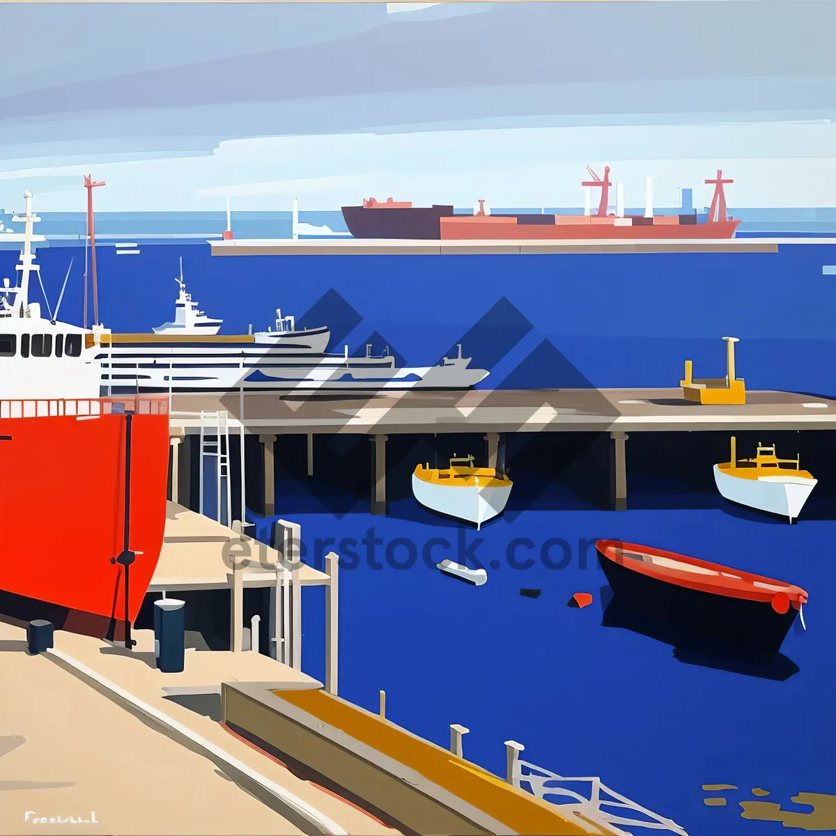 Picture of Busy Port: Container Ship Unloading Goods