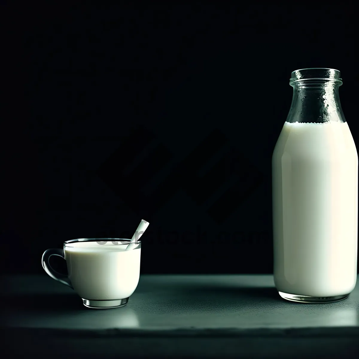 Picture of Hot Coffee in Porcelain Mug with Spoon