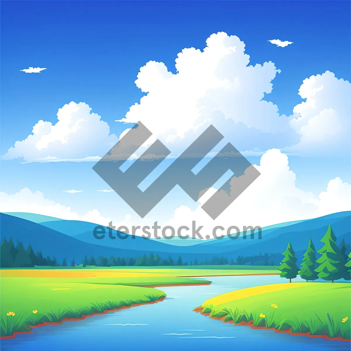 Picture of Serene Rural Summer Landscape with Rolling Hills