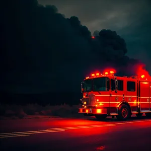 Sunset Drive: Majestic Fire Engine on the Highway