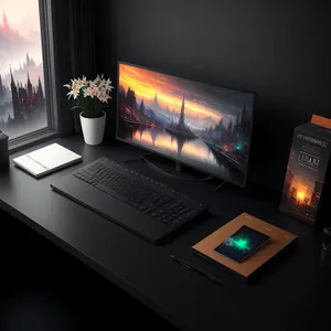 Modern Office Setup with Desktop Computer and Monitor