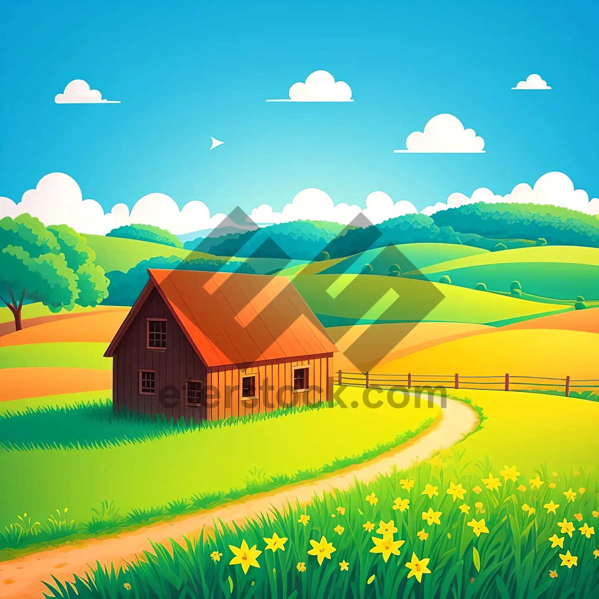 Picture of Vibrant Summer Meadows Under a Clear Sky