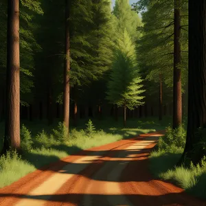 Serene Summer Path Through Wooded Forest