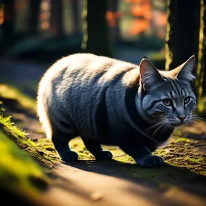 Curious Gray Tabby Kitten with Striped Fur