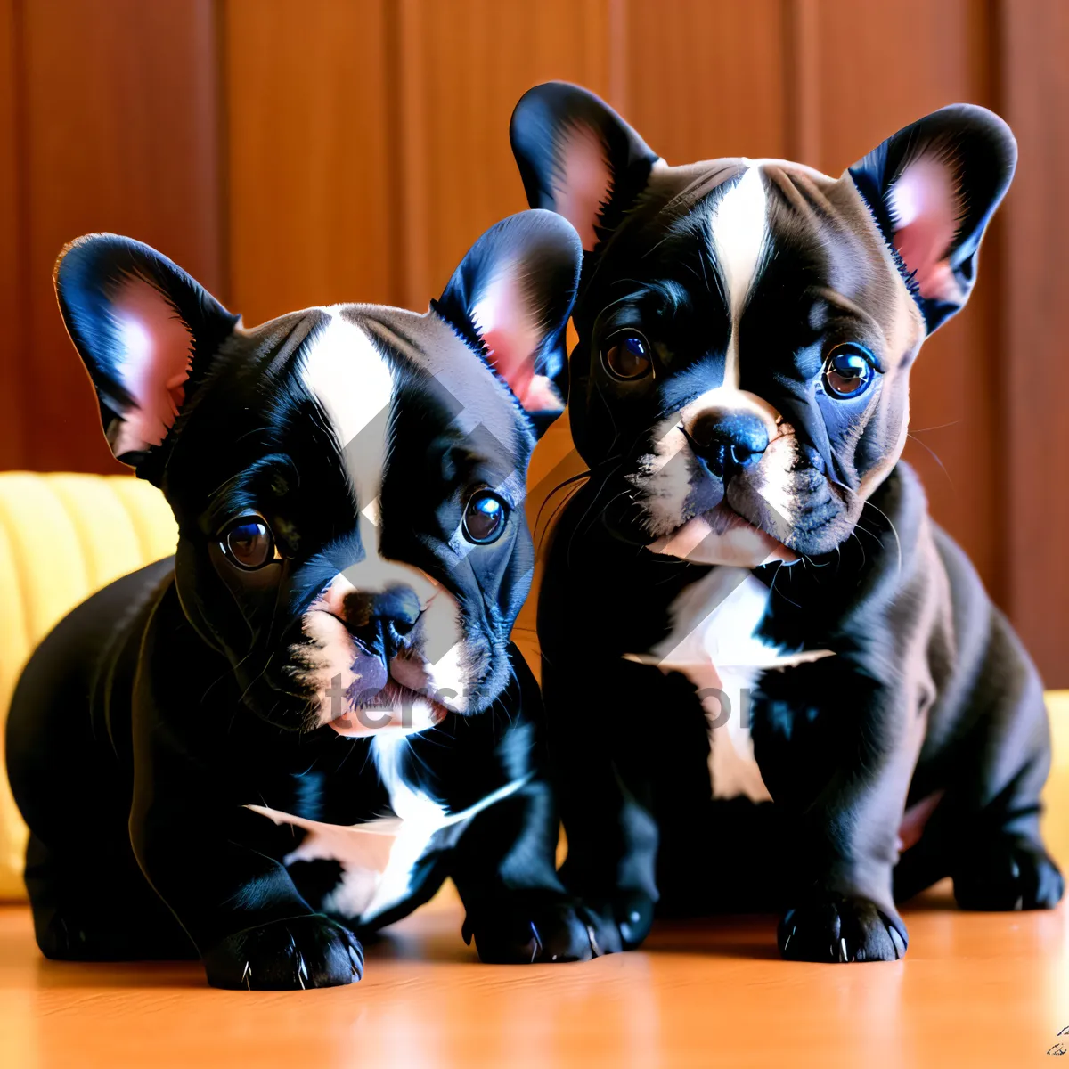 Picture of Cute Bulldog Puppy with Wrinkles - Purebred Canine Pet Portrait