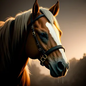 Majestic Brown Stallion in the Meadow.