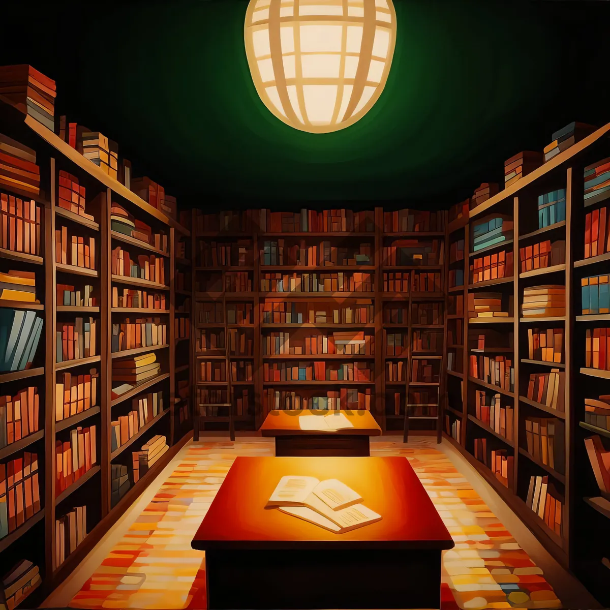 Picture of Bookstore Interior with Bookshelves in Library Setting