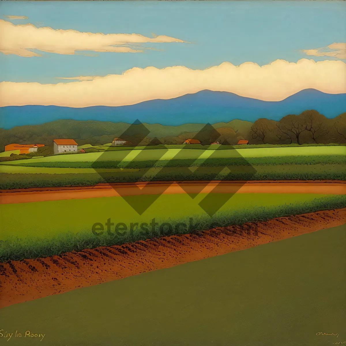 Picture of Golden Grain Field under Clear Sky