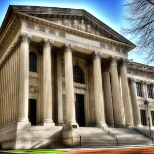 Ancient Temple: Majestic Columns and Stone Façade