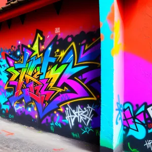 Colorful Graffiti Wall Art Decor: Rainbow Design with Graphic Patterns and Digital Texture
