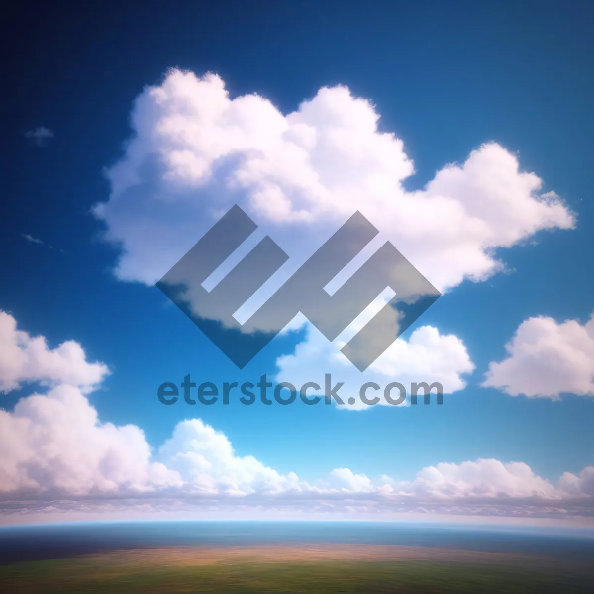 Picture of Vibrant Summer Sky with Fluffy Clouds