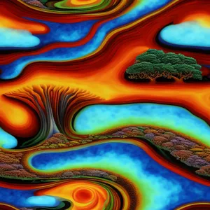 Energetic Paisley Fractal Design: Vibrant Flowing Curve