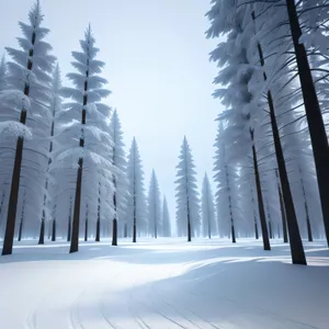 Winter Wonderland: Majestic Snowy Forest in the Frozen Mountains.