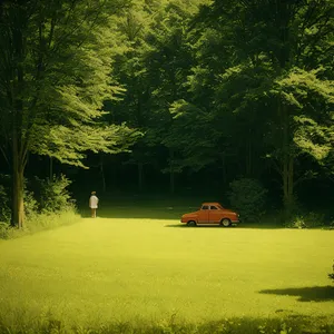 Nature's Haven: Serene Park Landscape with Lush Trees