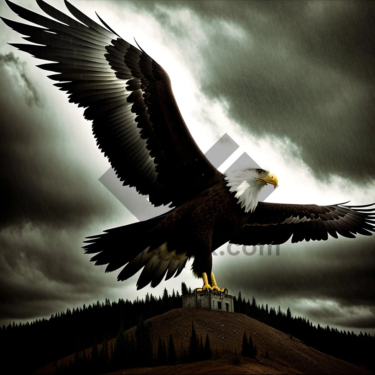 Picture of Majestic Bald Eagle Soaring with Grace