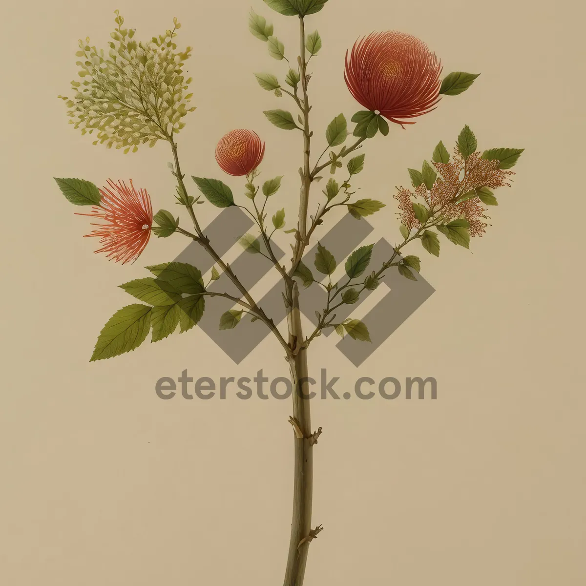 Picture of Spring Floral Bouquet in Vase"
OR
"Vibrant Flower Bud in Spring"
OR
"Botanical Beauty: Blooming Floral Arrangement"
OR
"Lush Green Leaf on Branch"
OR
"Colorful Petals in Blossoming Tree