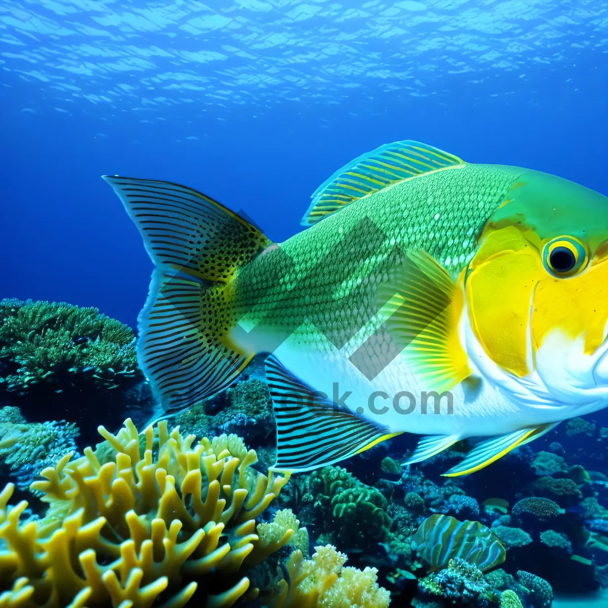 Picture of Exotic Reef: Vibrant Underwater Colony of Anemone Fish