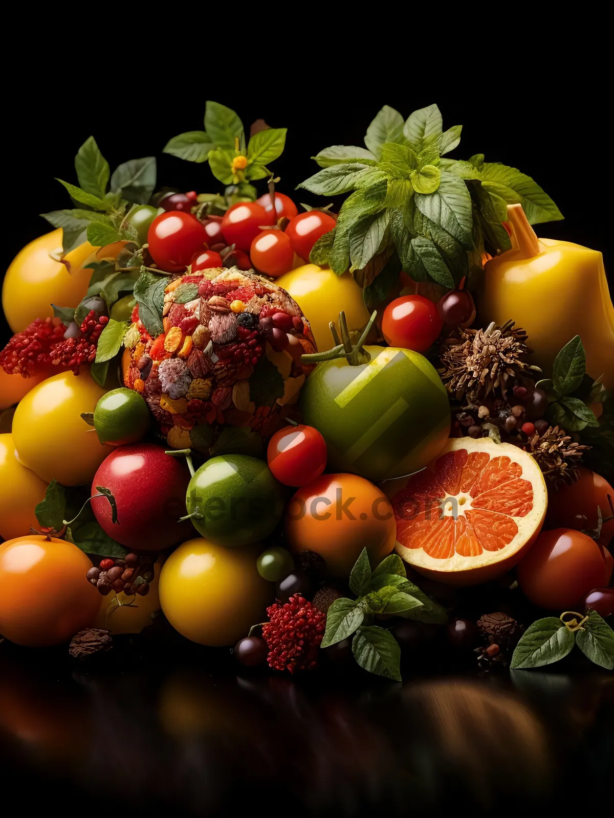 Picture of Vibrant Rainbow of Juicy, Fresh Fruits and Vegetables