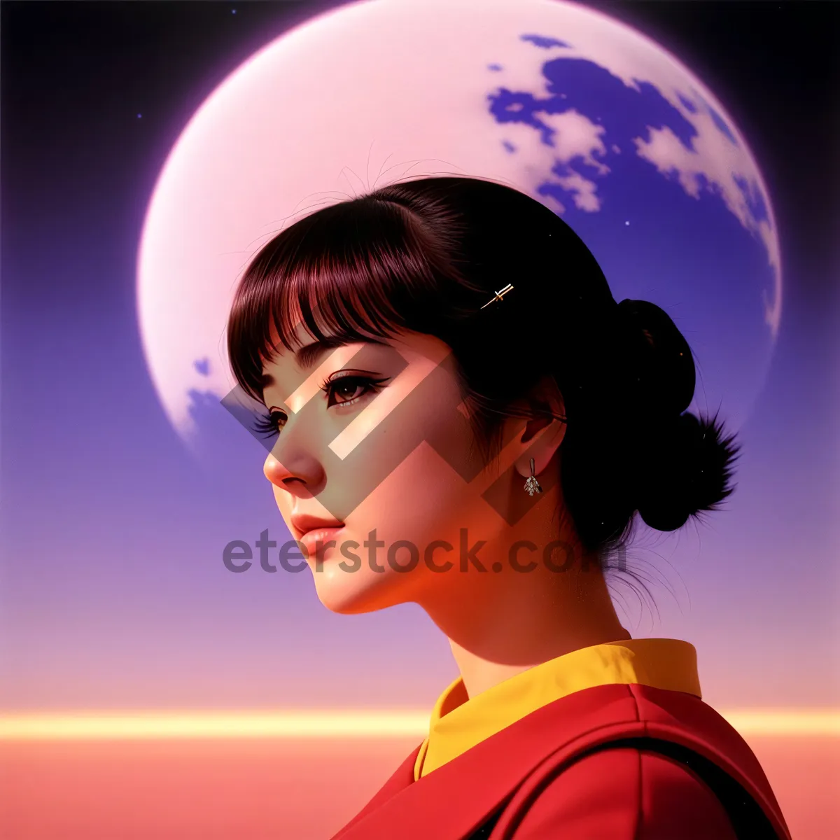 Picture of Sultry Black-haired Model with Irresistible Elegance