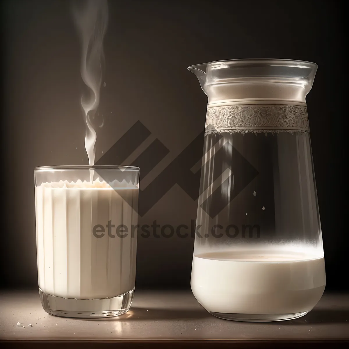 Picture of Refreshing Glass of Milk in Transparent Container