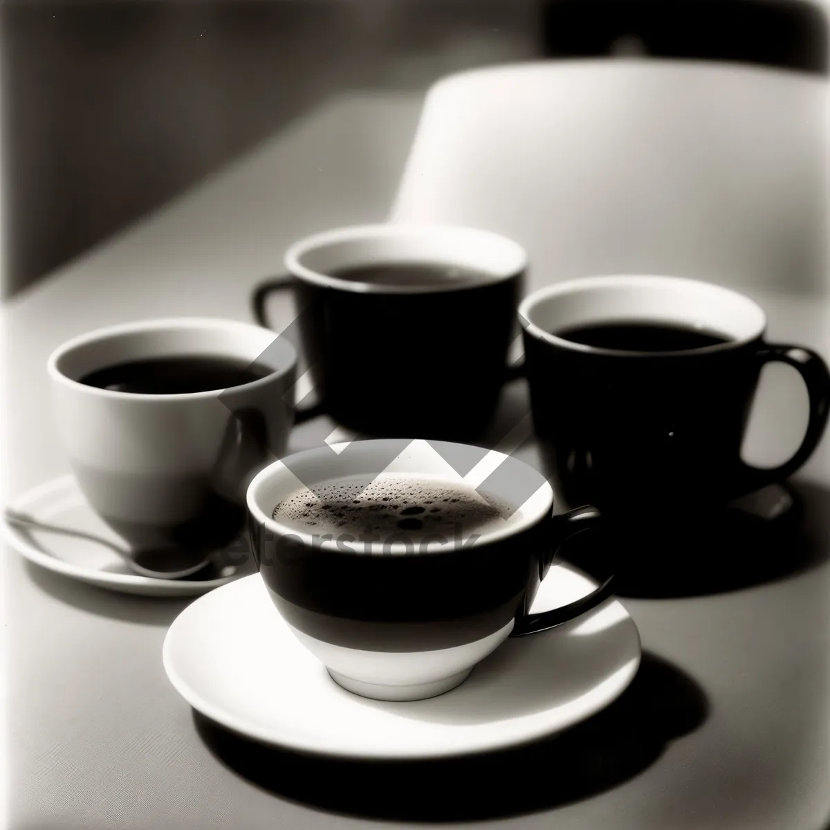 Picture of Hot Breakfast in Porcelain Saucer with Coffee