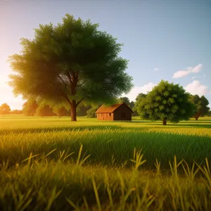 Vibrant Rapeseed Meadow Under Sunny Sky