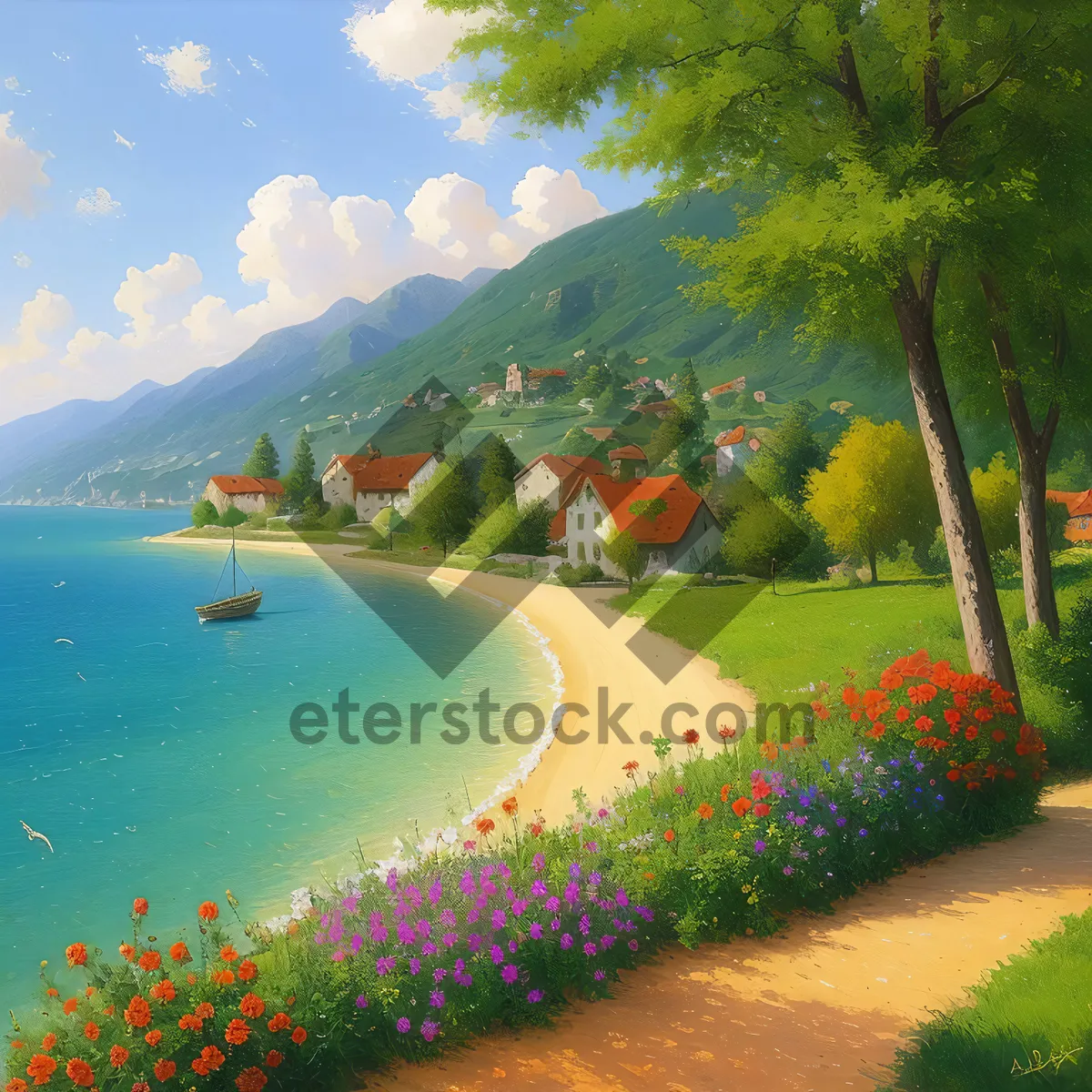 Picture of Tropical beach paradise under the sunny sky.