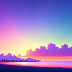 Golden Horizon: Stunning Sunset Over a Beach