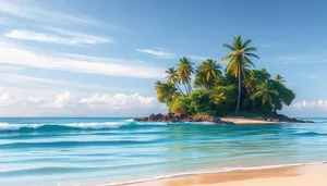 Tranquil beach vacation under a coconut tree