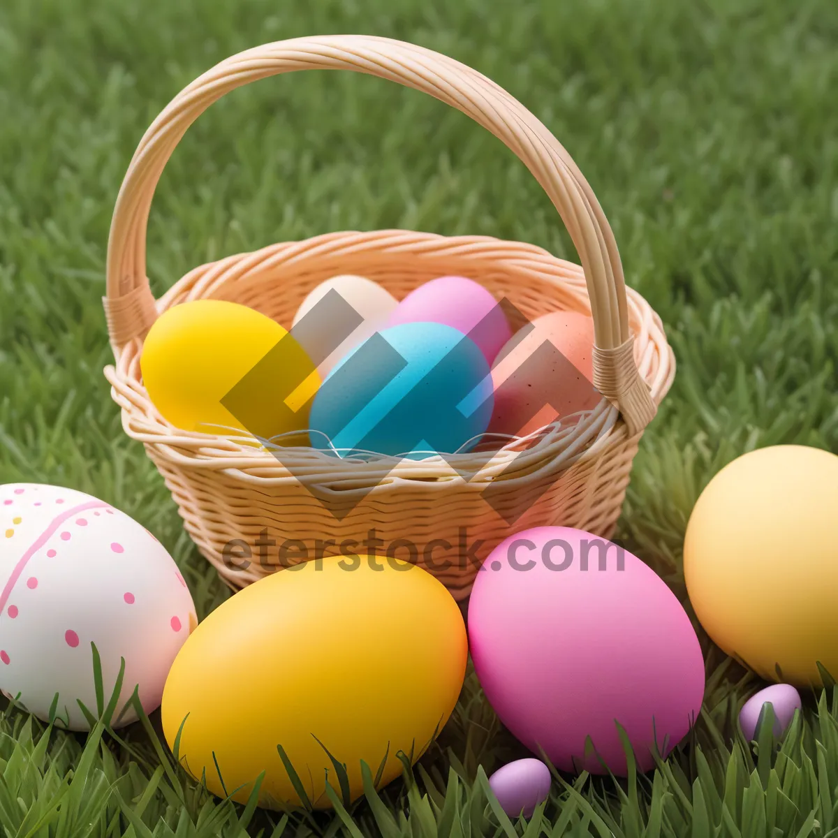 Picture of Colorful Easter Egg Decorations: Celebration of Spring