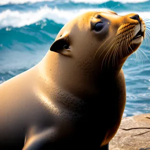 Aquatic Mammal Basking on Arctic Beach