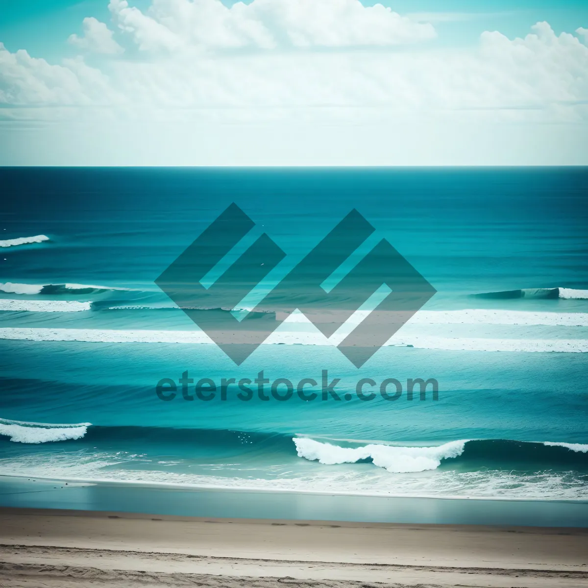 Picture of Tranquil Beach Paradise with Turquoise Waves crashing on Sandy Shores