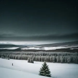 Winter Mountain Scenery with Snow-Covered Trees